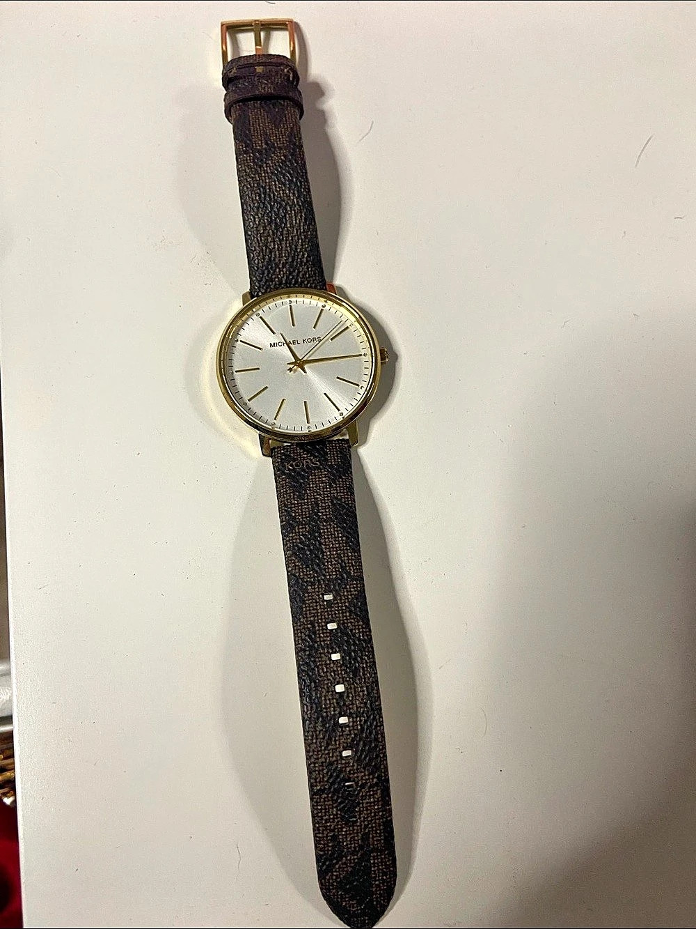 Michael Kors Gold-Tone Brown Strap Watch